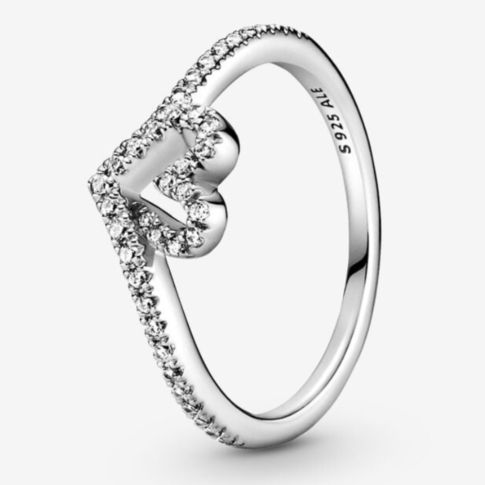 Sparkling Wishbone Heart Ring pandora